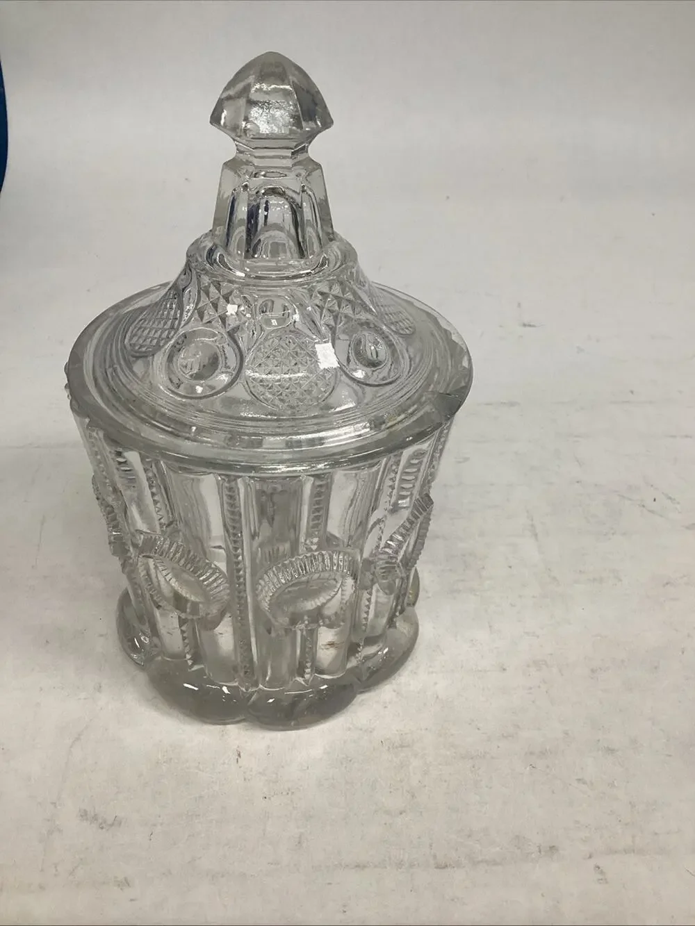 Vintage EAPG Pressed Glass Sugar Bowl With Lid Or Lidded Candy Dish